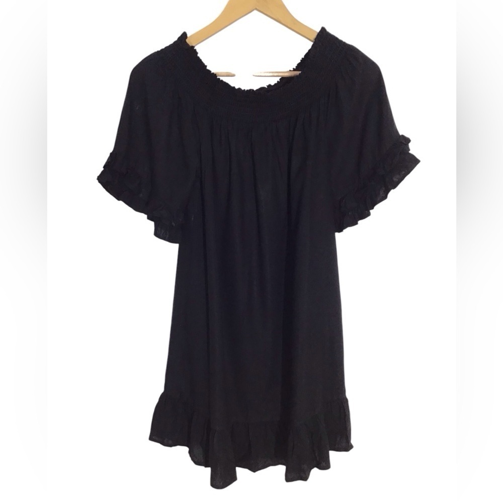 Boston Proper Black Off Shoulder Ruffle Sleeve Mini Dress Women’s Size XS